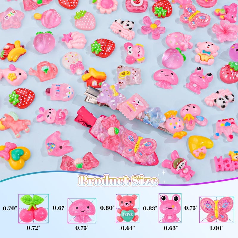 Glitzest 100PCS TINKRSTUFF Pink Slime Charms Jelly Cute Flatback Resin Charms for Slime, Random Kawaii Decoden Charm for Embellishments Phone Junk Case Charms Bulk, Hairpins Scrapbooking Crafting & DIY Decor - Image 2